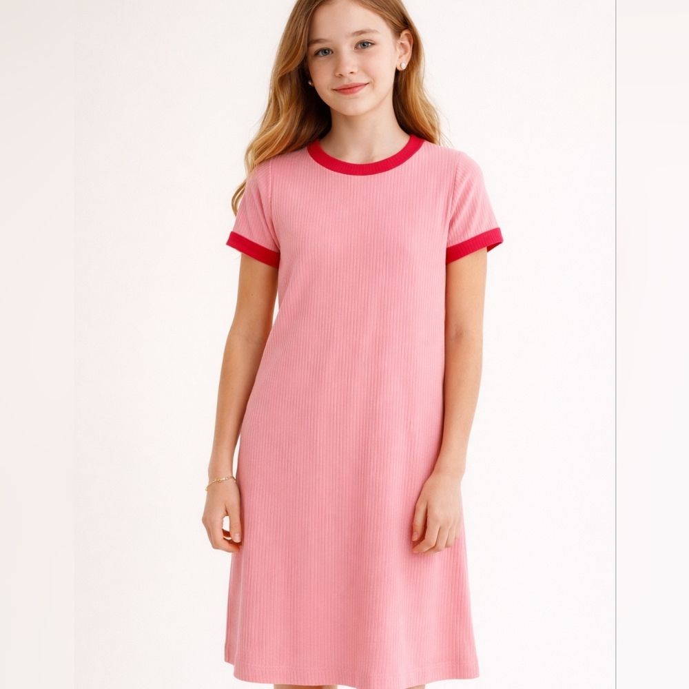 Old Navy Ribbed Pink T-Shirt Dress XL 14-16 Casual Preppy Barbie Tween